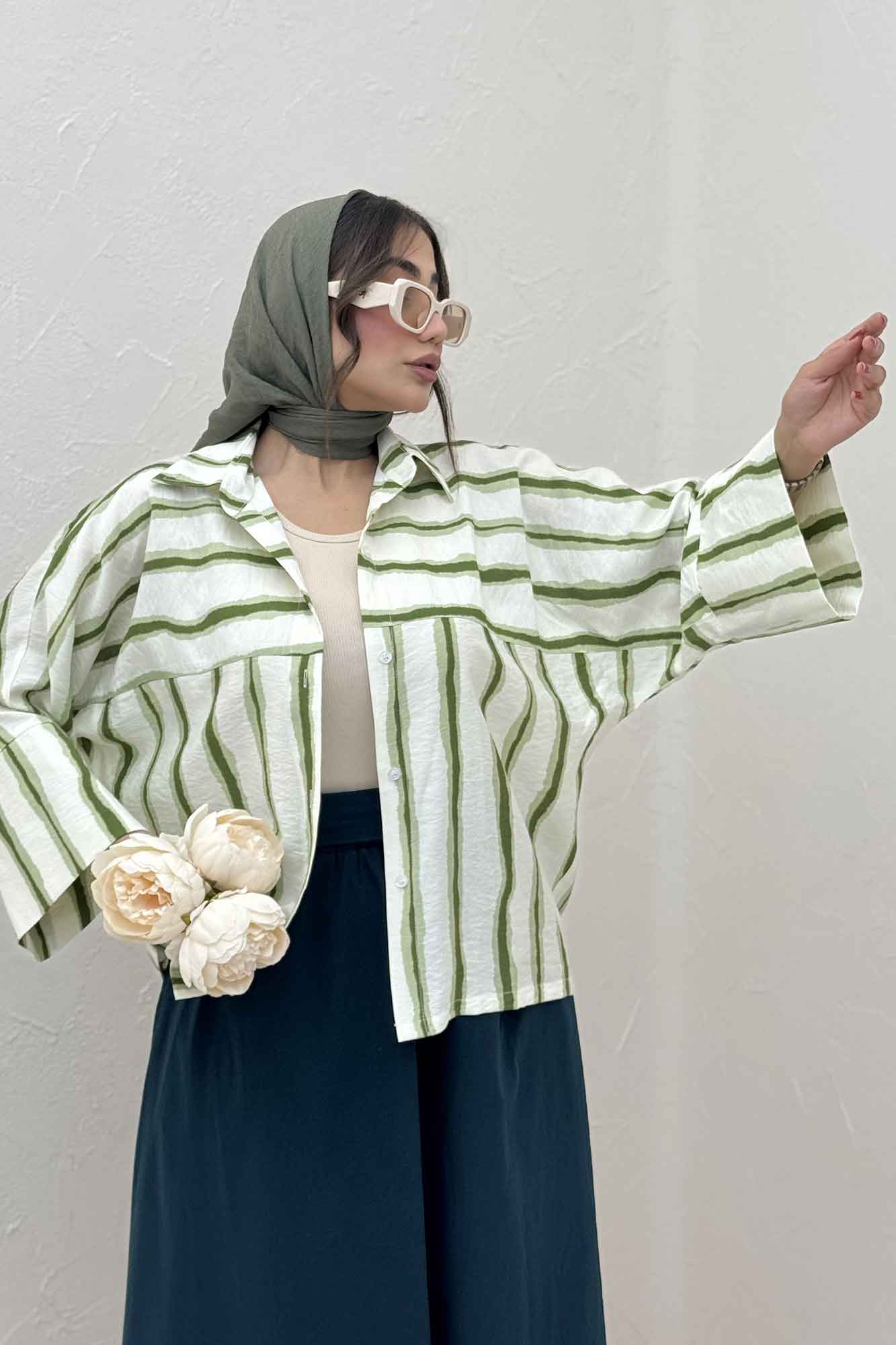 شومیز مانتویی پری کیمونو مچ پهن