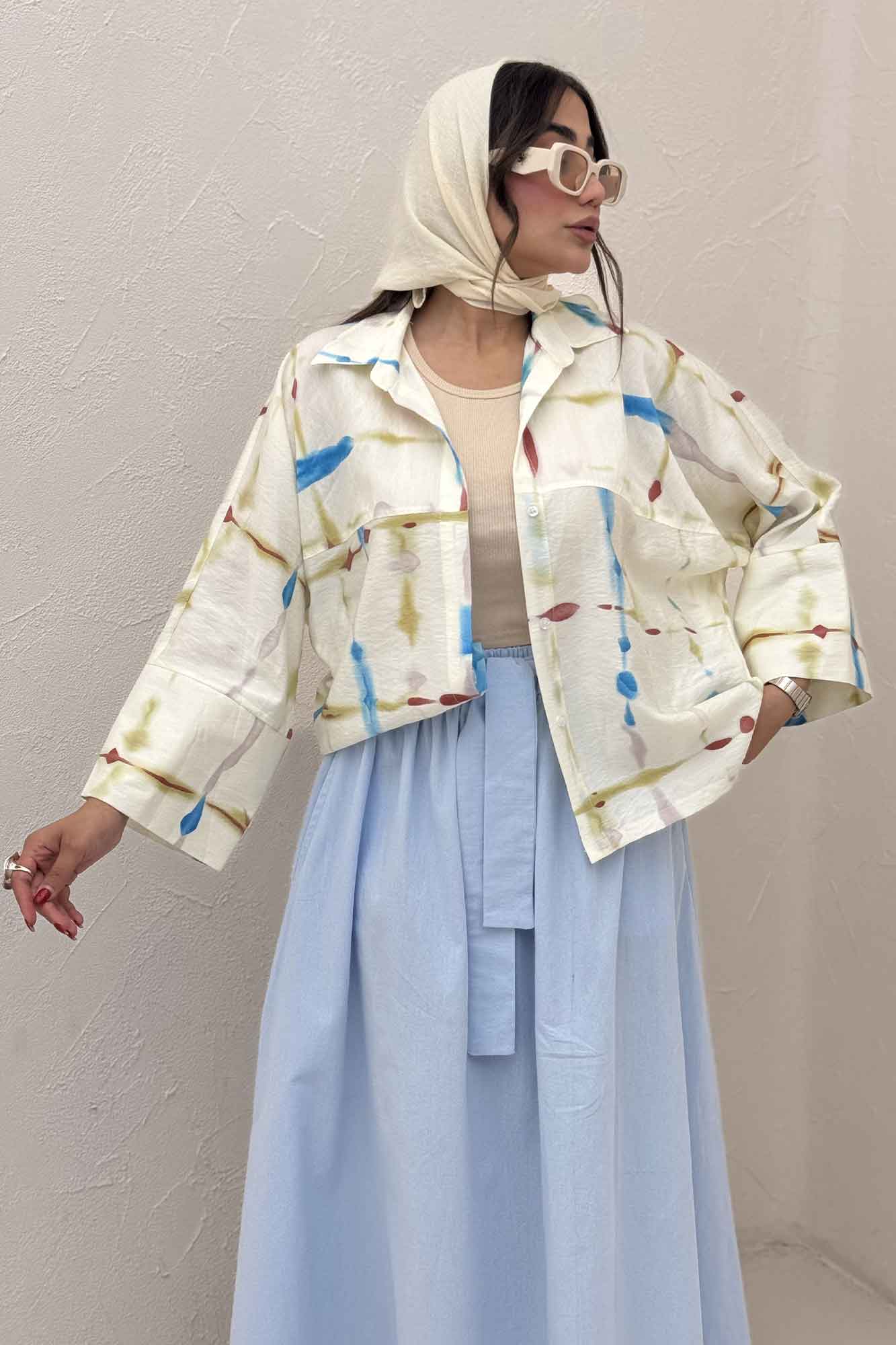 شومیز مانتویی پری کیمونو مچ پهن