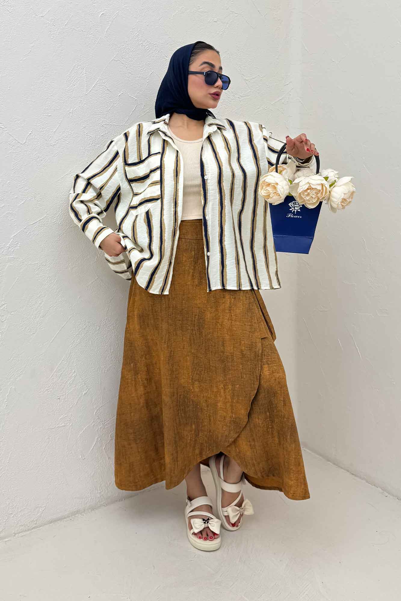 شومیز مانتویی پری سر آستین دو دکمه