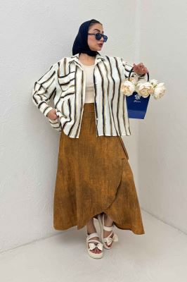 شومیز مانتویی پری سر آستین دو دکمه