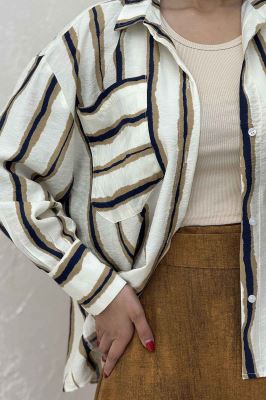 شومیز مانتویی پری سر آستین دو دکمه