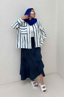 شومیز مانتویی پری سر آستین دو دکمه