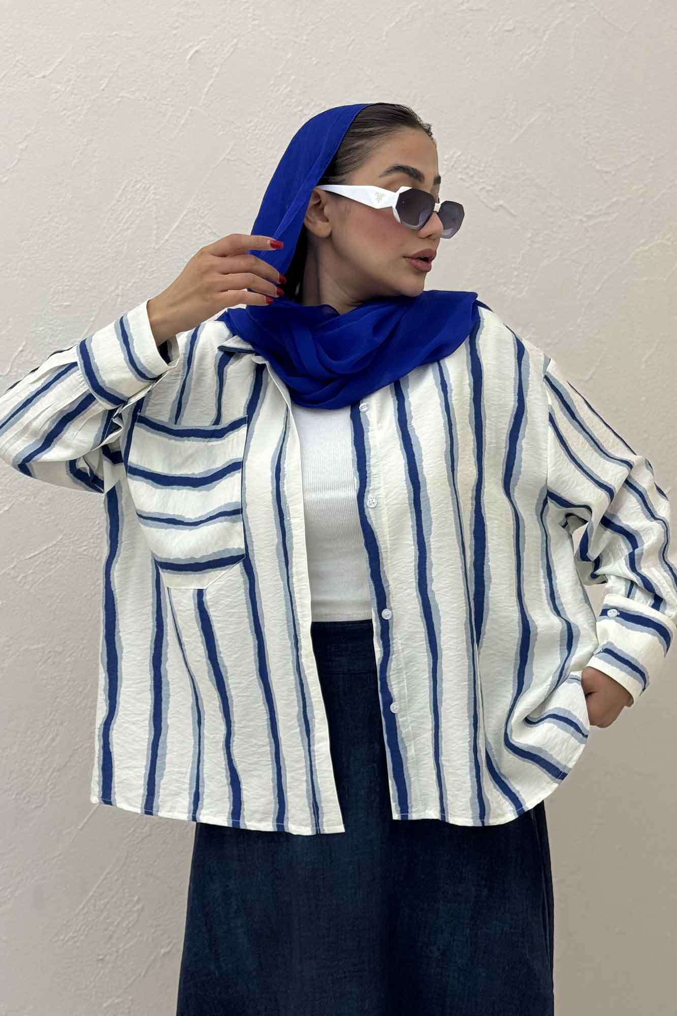 شومیز مانتویی پری سر آستین دو دکمه