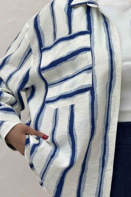 شومیز مانتویی پری سر آستین دو دکمه