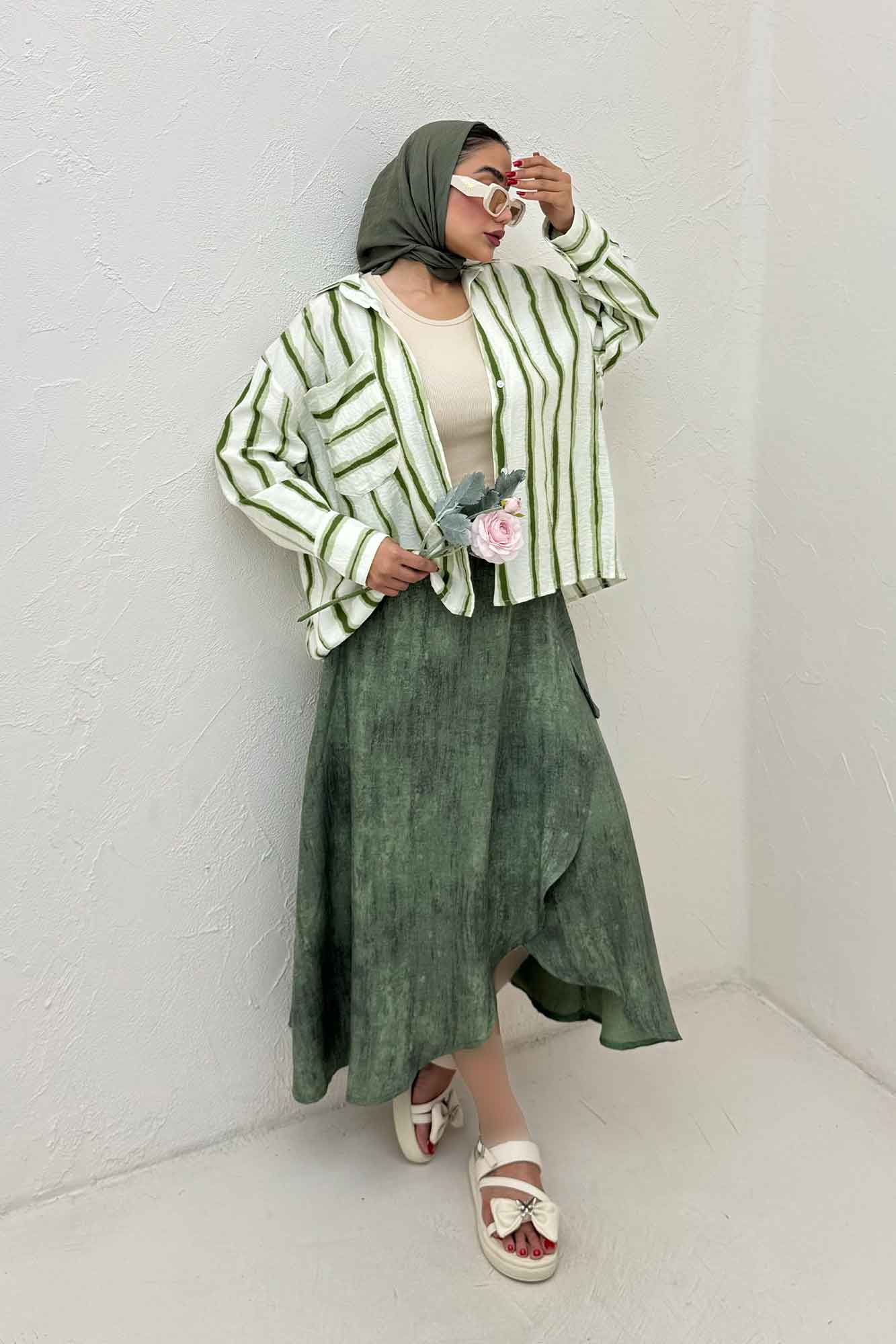 شومیز مانتویی پری سر آستین دو دکمه