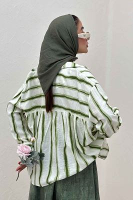 شومیز مانتویی پری سر آستین دو دکمه