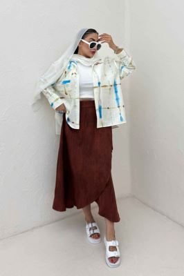 شومیز مانتویی پری سر آستین دو دکمه