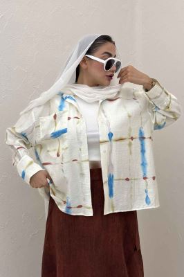 شومیز مانتویی پری سر آستین دو دکمه