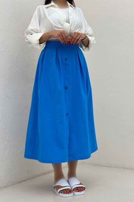 دامن لینن جلو دکمه وسط چاکدار