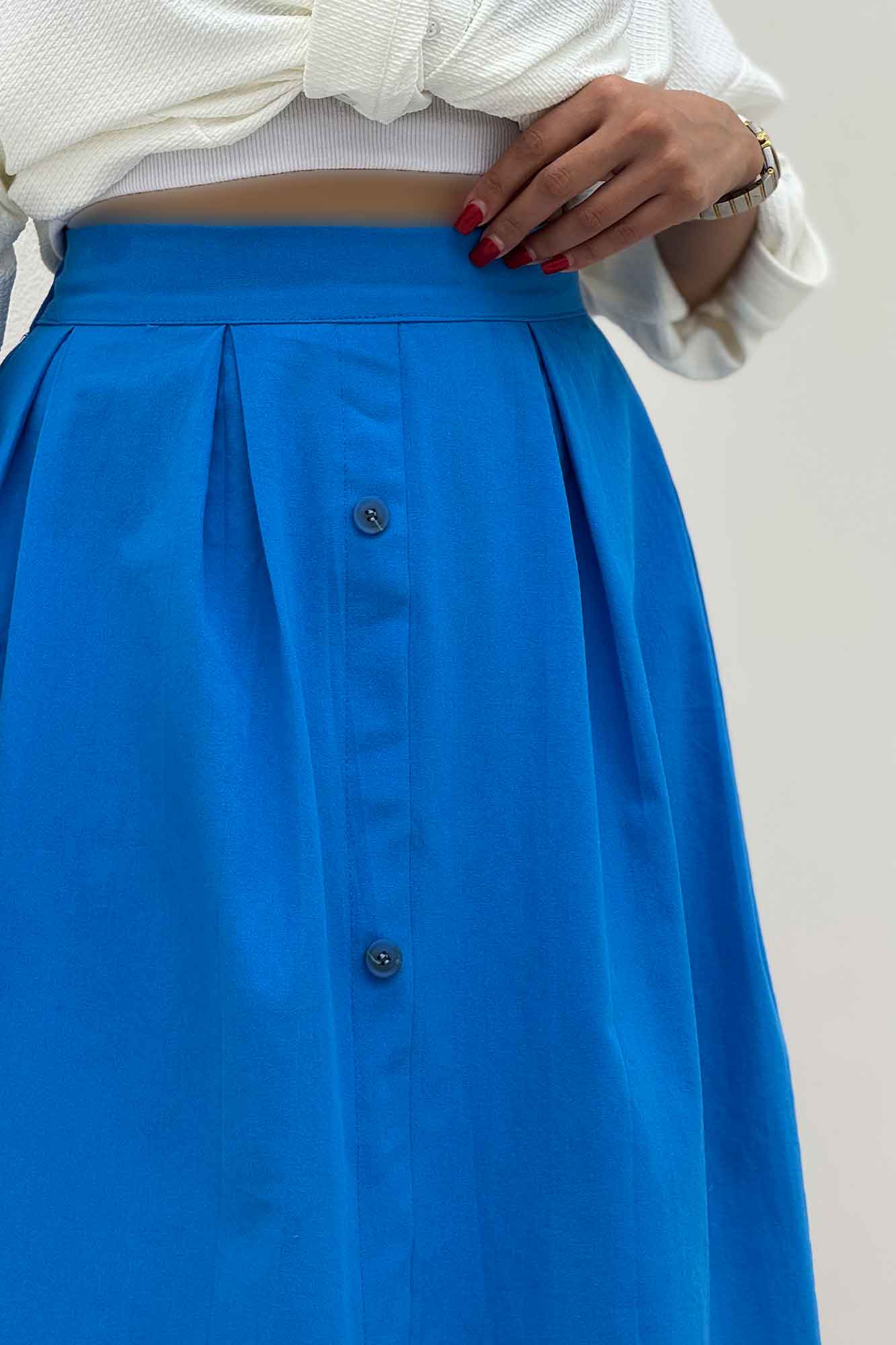 دامن لینن جلو دکمه وسط چاکدار