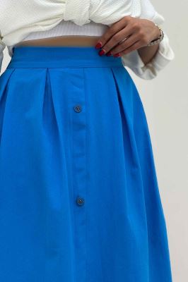 دامن لینن جلو دکمه وسط چاکدار