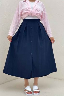 دامن لینن جلو دکمه وسط چاکدار