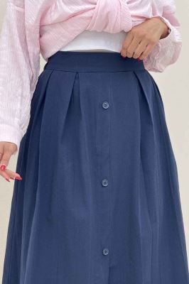 دامن لینن جلو دکمه وسط چاکدار