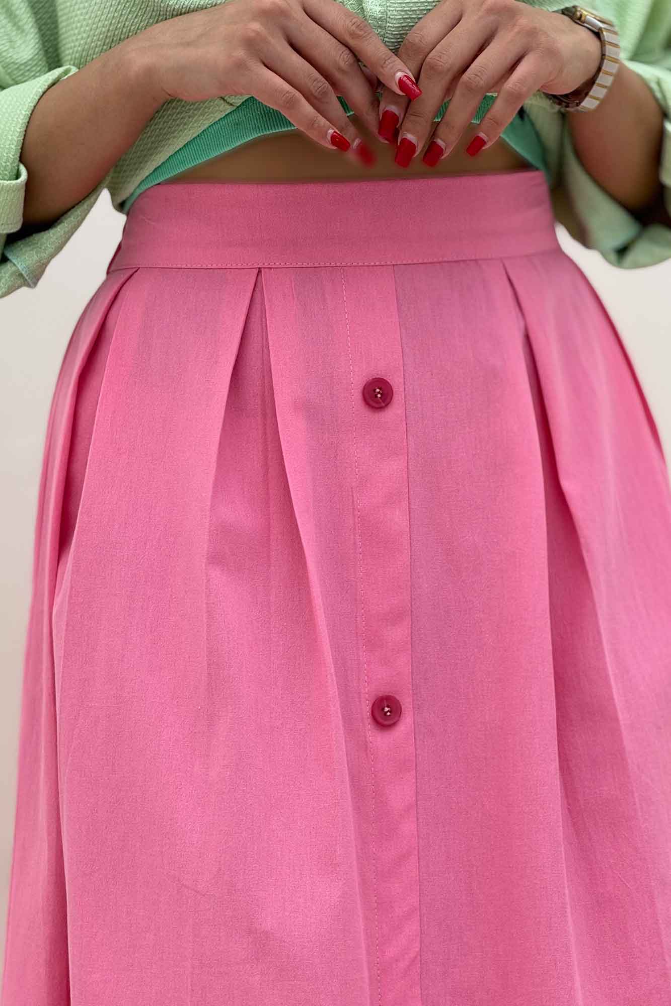 دامن لینن جلو دکمه وسط چاکدار