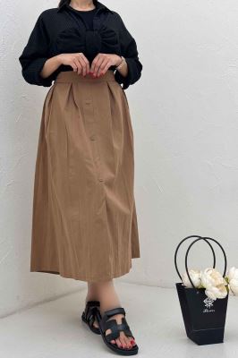 دامن لینن جلو دکمه وسط چاکدار