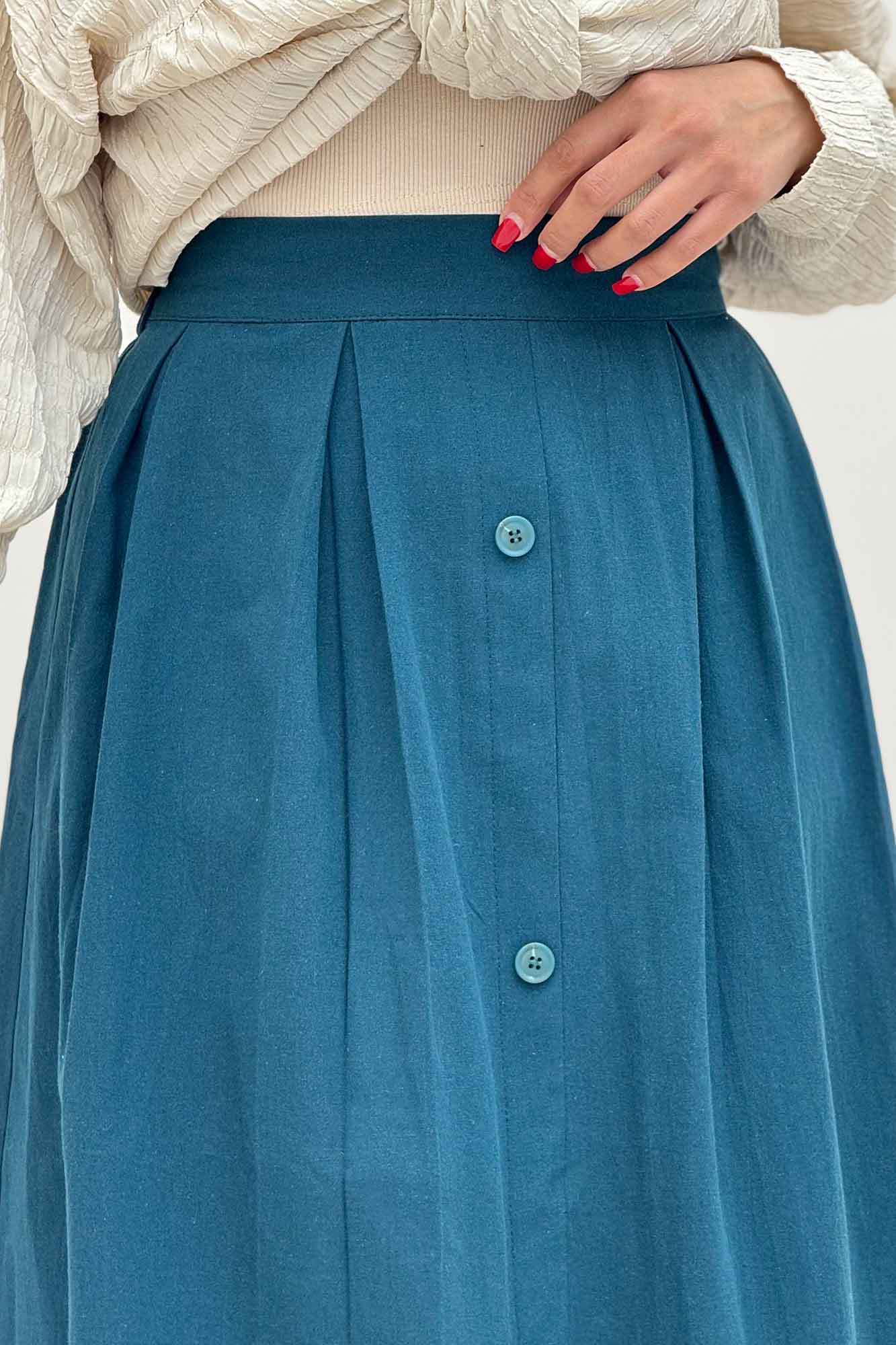 دامن لینن جلو دکمه وسط چاکدار