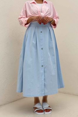 دامن لینن جلو دکمه وسط چاکدار