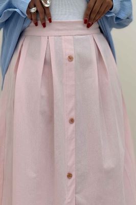 دامن لینن جلو دکمه وسط چاکدار