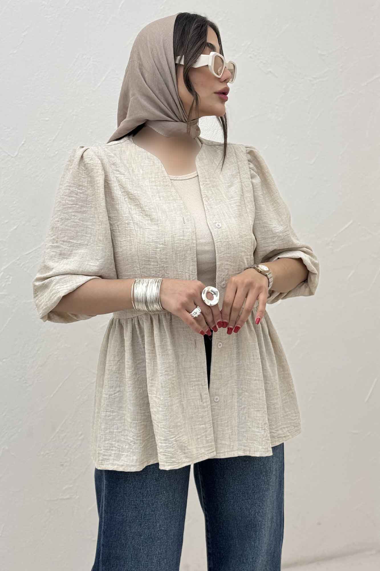 مانتو چین دار یقه هفت شانتون زارا