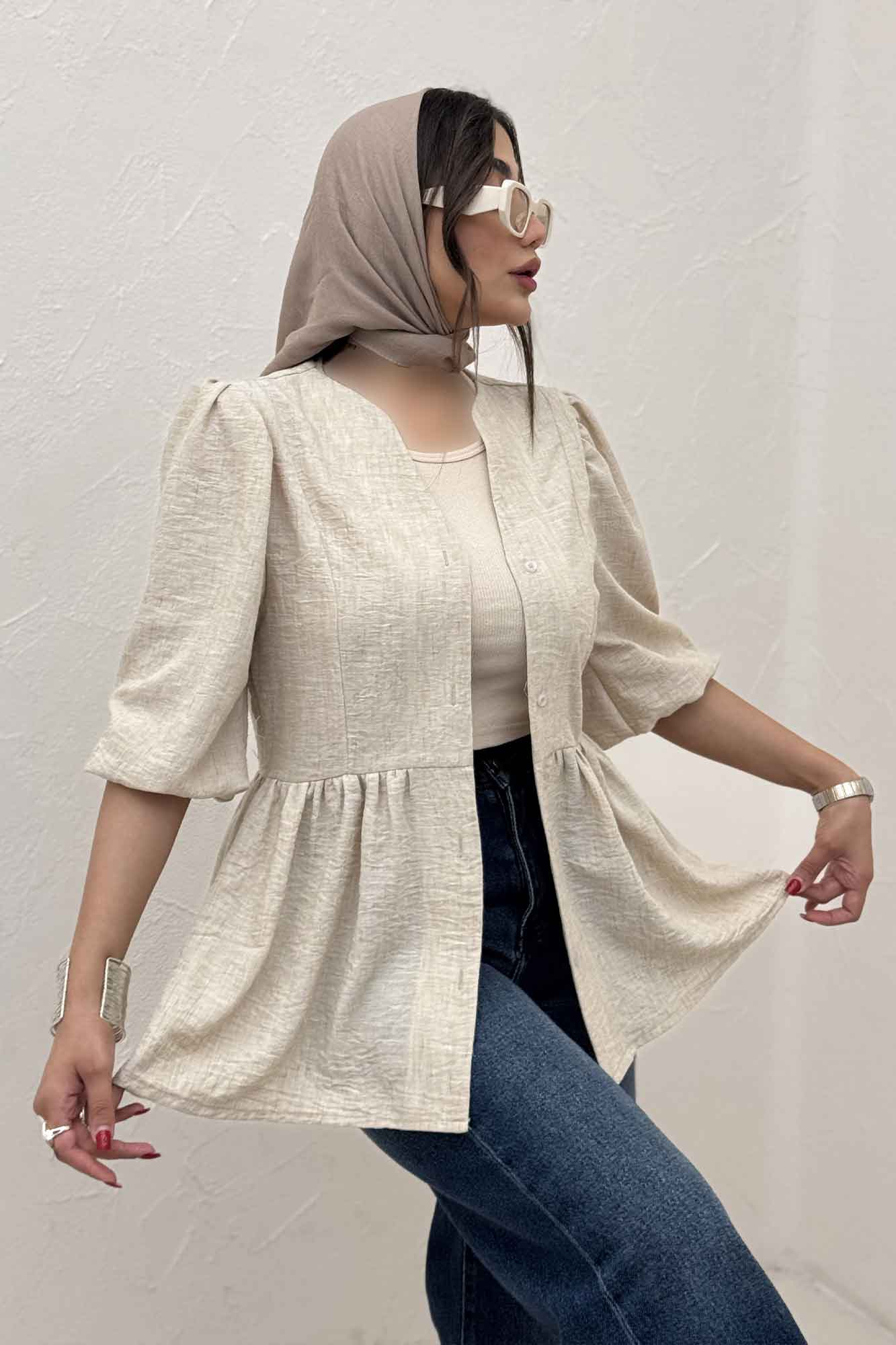 مانتو چین دار یقه هفت شانتون زارا