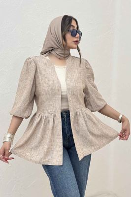 مانتو چین دار یقه هفت شانتون زارا