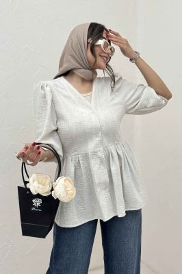 مانتو چین دار یقه هفت شانتون زارا
