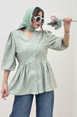 مانتو چین دار یقه هفت شانتون زارا