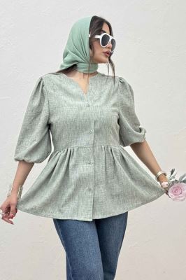 مانتو چین دار یقه هفت شانتون زارا