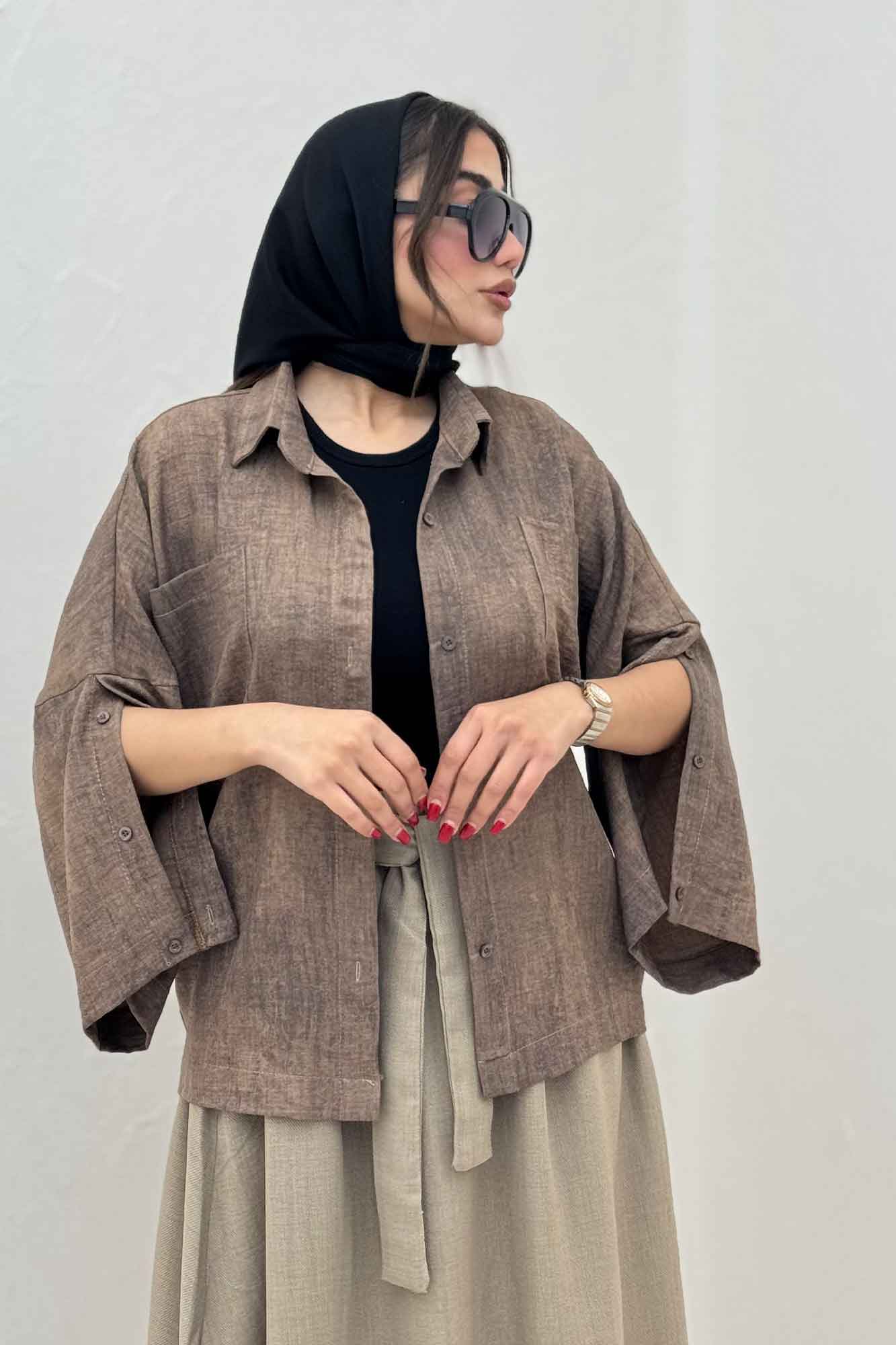 شومیز سوفیا دو جیب آستین دکمه ای