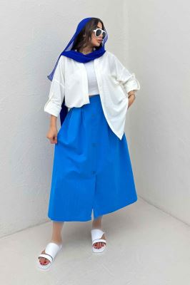 مانتو پاگن دار لینن کنفی یقه آبشاری