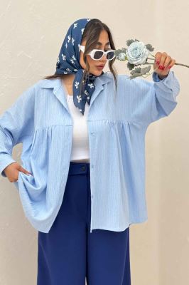 شومیز مانتویی کریشه دور چین ریز