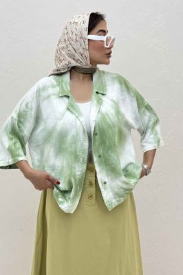 مانتو سیلک آستین سه رب یقه شکاری (آبرنگی)TR