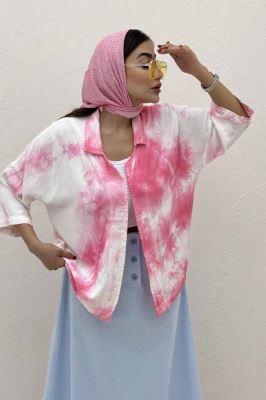 مانتو سیلک آستین سه رب یقه شکاری (آبرنگی)TR