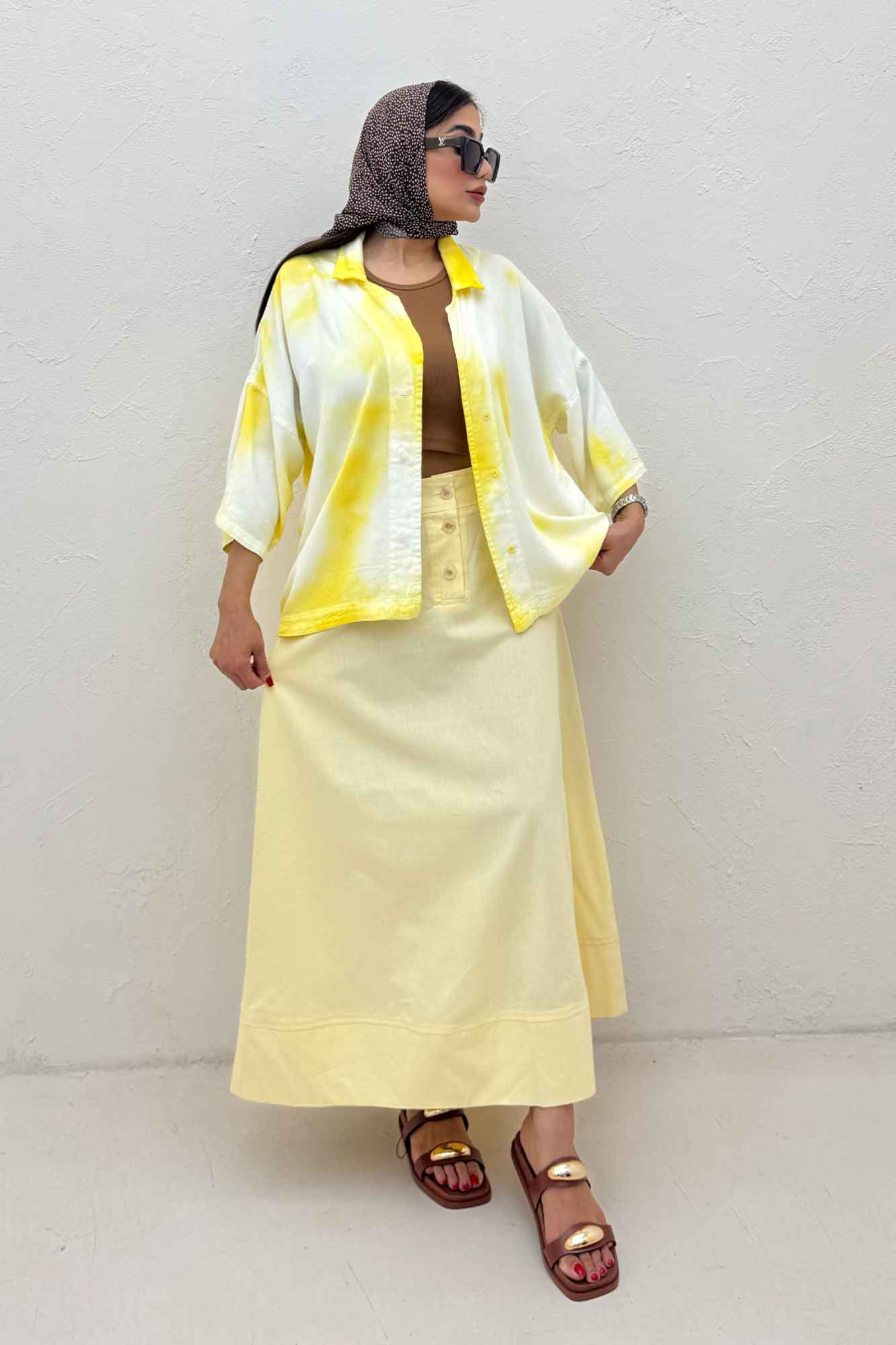 مانتو سیلک آستین سه رب یقه شکاری (آبرنگی)TR