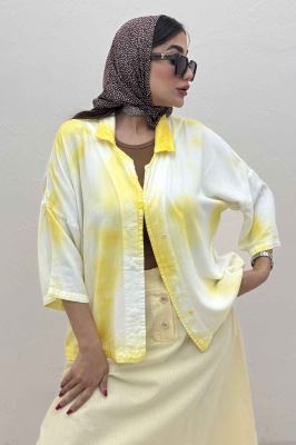 مانتو سیلک آستین سه رب یقه شکاری (آبرنگی)TR