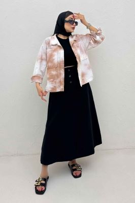 مانتو لینن پایین هلال دو جیب TR (آبرنگی)