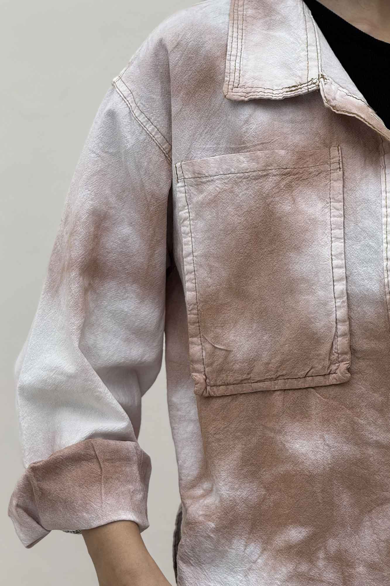 مانتو لینن پایین هلال دو جیب TR (آبرنگی)