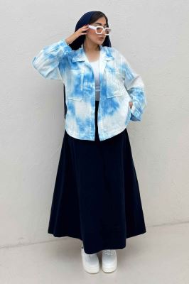 مانتو راه راه کوتاه پایین هلال (آبرنگی)  TR