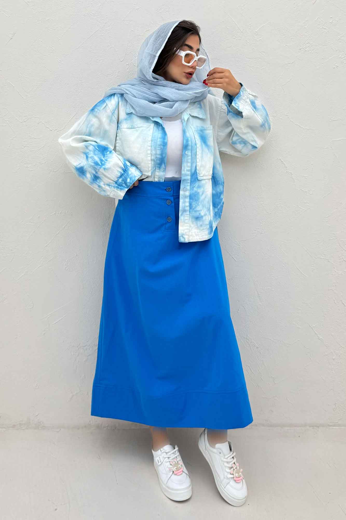 مانتو کتان آبرنگی پایین هلال TR