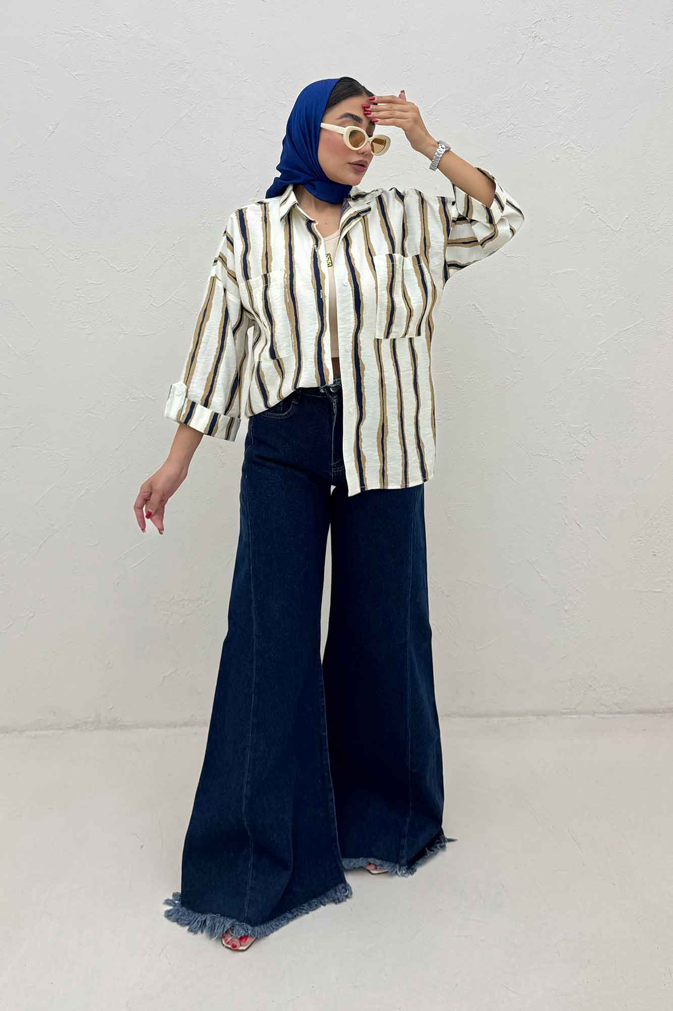 شومیز مانتویی پری آستین پاگن