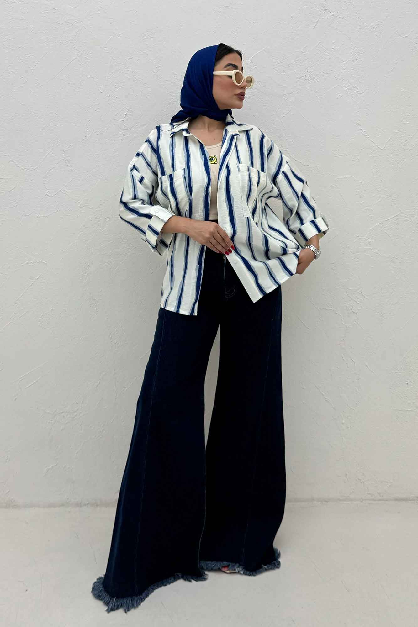 شومیز مانتویی پری آستین پاگن