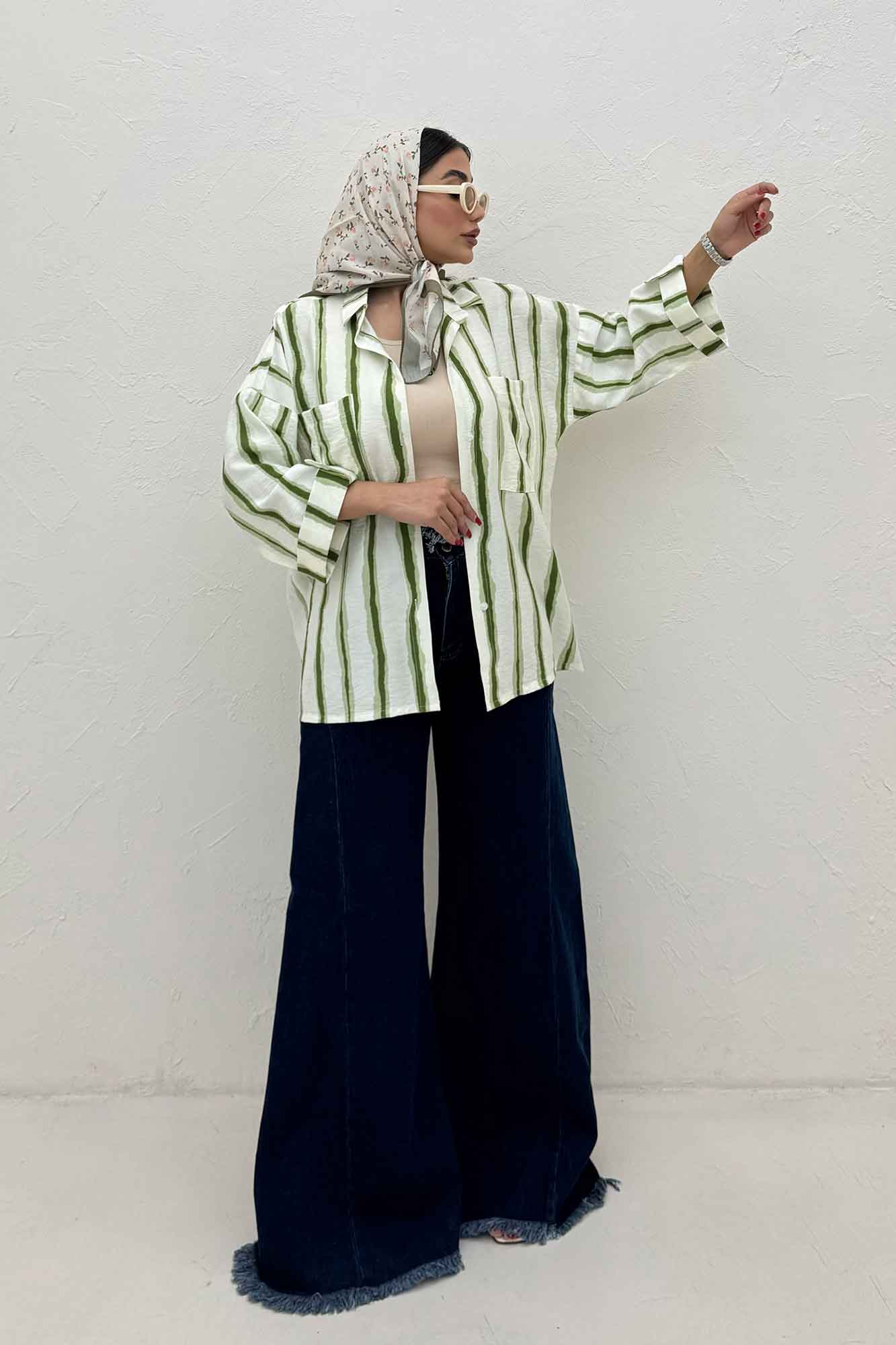 شومیز مانتویی پری آستین پاگن