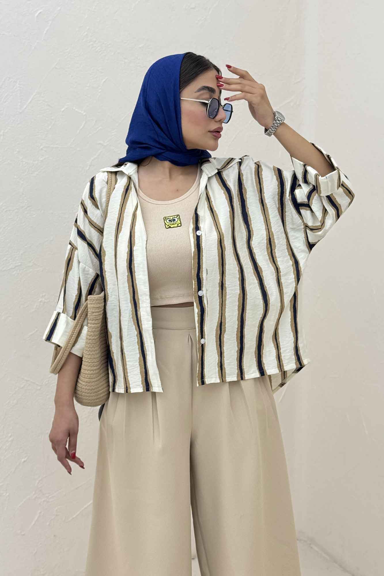 شومیز مانتویی پری آستین پاکتی