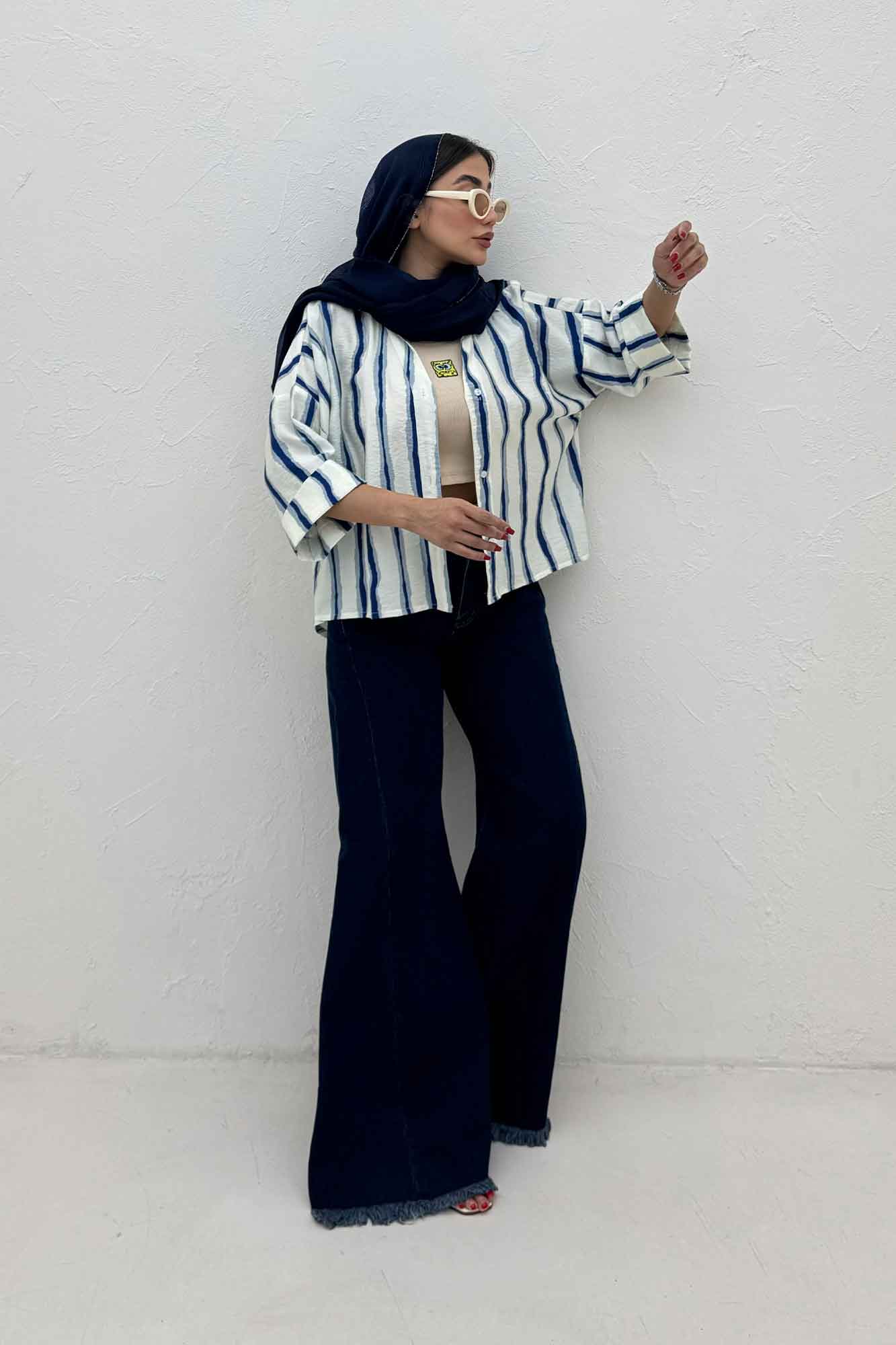 شومیز مانتویی پری آستین پاکتی