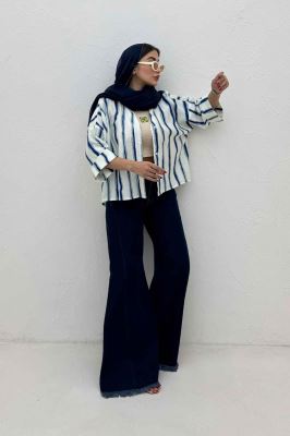 شومیز مانتویی پری آستین پاکتی