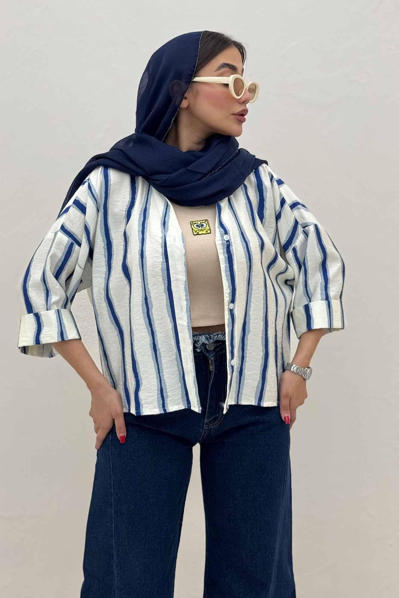 شومیز مانتویی پری آستین پاکتی