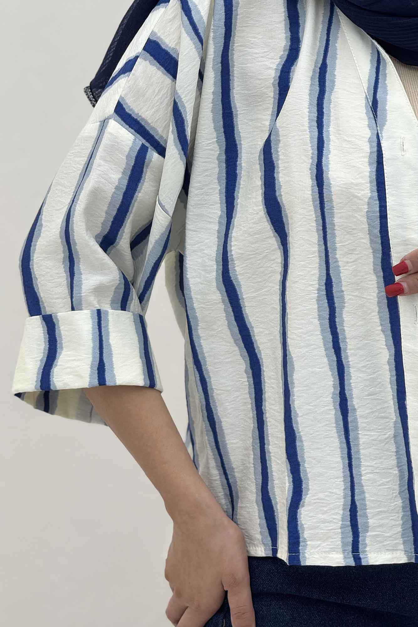 شومیز مانتویی پری آستین پاکتی