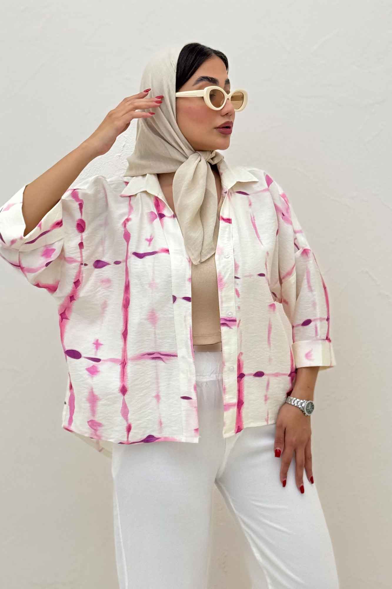 شومیز مانتویی پری آستین پاکتی