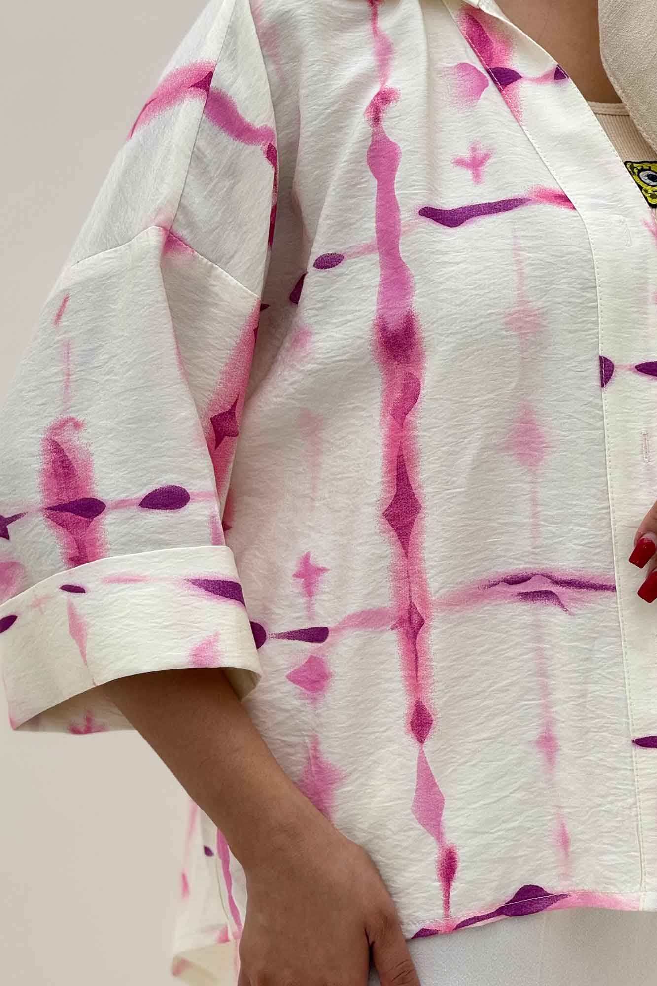 شومیز مانتویی پری آستین پاکتی