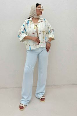 شومیز مانتویی پری آستین پاکتی